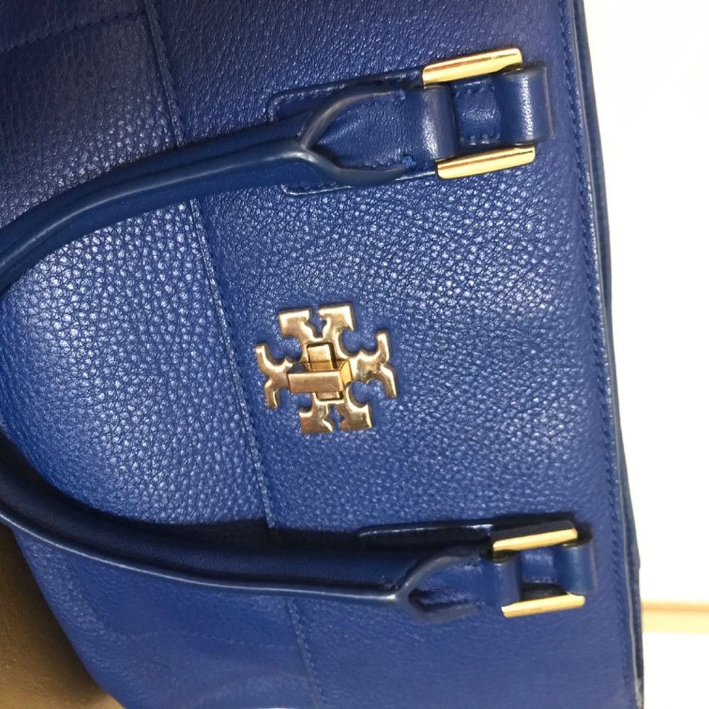 Tory Burch Blue Pebbled Leather Satchel - Picture 6 of 14